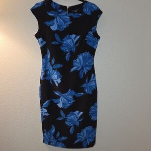 Elegant Blue Floral Dress